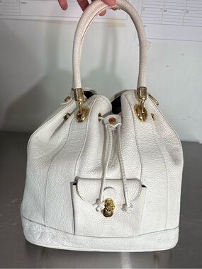 Valentina vintage white real leather made in Italy hobo clean